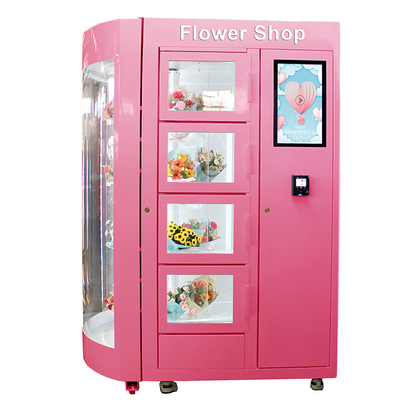 آلة بيع الزهور الوردية المتنقلة مع ثلاجة ونافذة شفافة AC120V