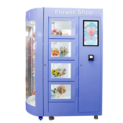 آلة بيع الزهور بزاوية 360 درجة مع نظام ترطيب مبرد برف شفاف