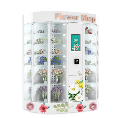 آلة بيع الزهور الطازجة باقة مع 22 بوصة شاشة تعمل باللمس التفاعلية خزانة مبردة
