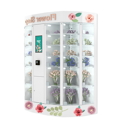 60HZ FCC Secure Bouquet Vending Machine 18.5 Inch مع مجموعة متنوعة من الزهور