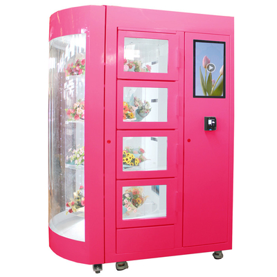آلة بيع الزهور بإضاءة LED الدوارة 24 ساعة نظام الخزانة الذكي