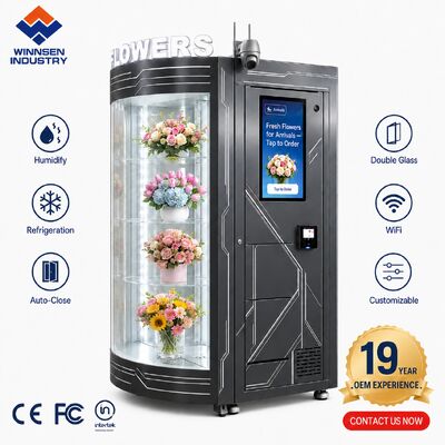 جودة كشك بيع الزهور الطازجة المبرد ذاتي الخدمة 24/7 من وينسن بشاشة لمس 22 بوصة لتوزيع الباقات مصنع