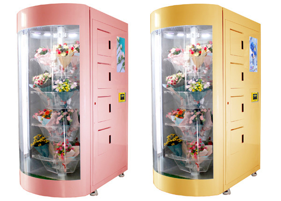 آلة بيع الزهور المتطورة لبيع الباقات مع نافذة زجاجية شفافة ونظام تبريد ذكي